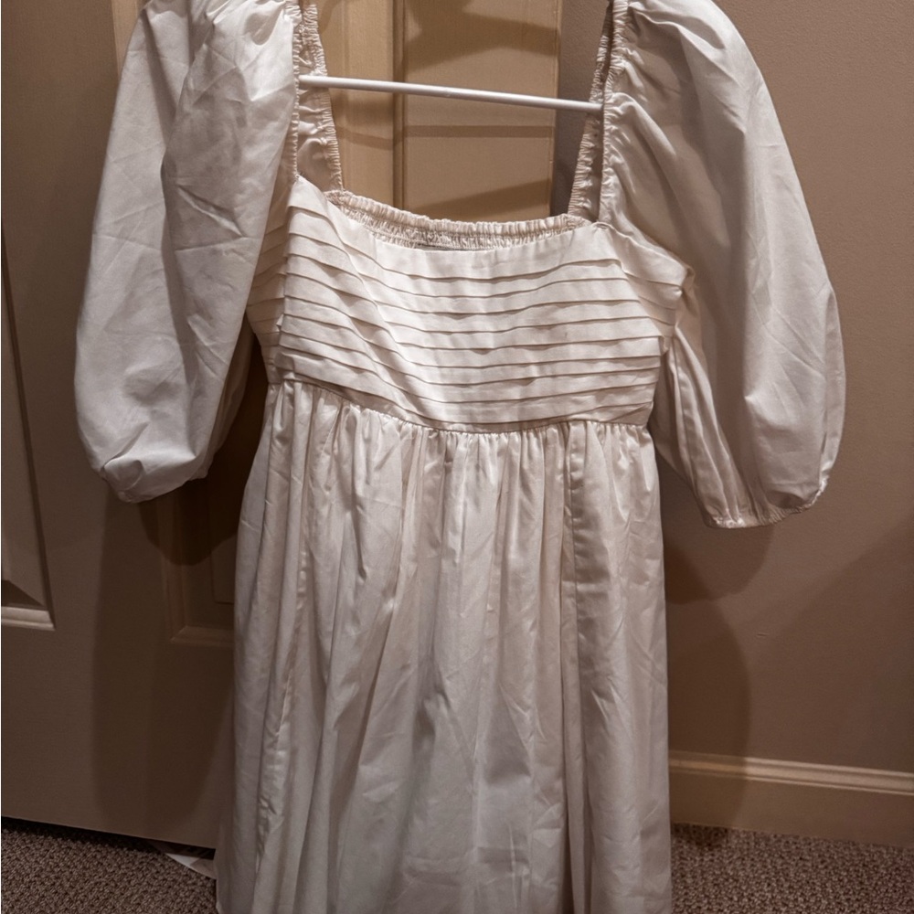 Abercrombie & Fitch White Puff Sleeve Mini Dress